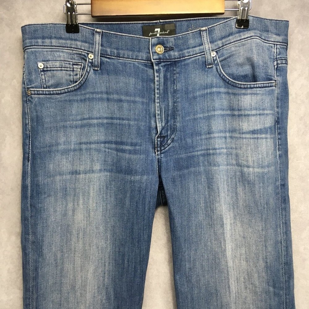 7FAM Mens‎ Slimmy Blue Jeans 36x34 Slim Fit Stretch Denim USA Luxe Performance